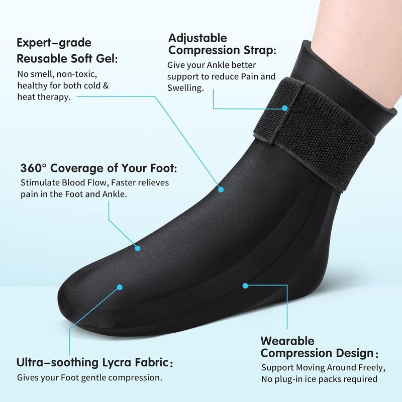 KASTWAVE Reusable Gel Cold Therapy Sock for Hot & Cold Therapy, Ankle Foot Ice Pack Wrap for Injuries, Instant Pain Relief for Achilles Tendonitis, Plantar Fasciitis, Foot Heel -1pcs - Image 4