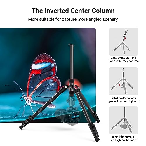 SmallRig T-10 Camera Tripod, 68" Foldable Aluminum Tripod & Monopod, Compatible with 1/4"-20 and 3/8"-16 Video Head, Payload 33lb, Adjustable Height from 19.7" to 67.7" for Camera, Phone - 3983 - Image 3