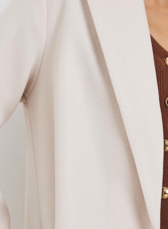 Styli Solid Front Open Notch Lapel Abaya - Image 4