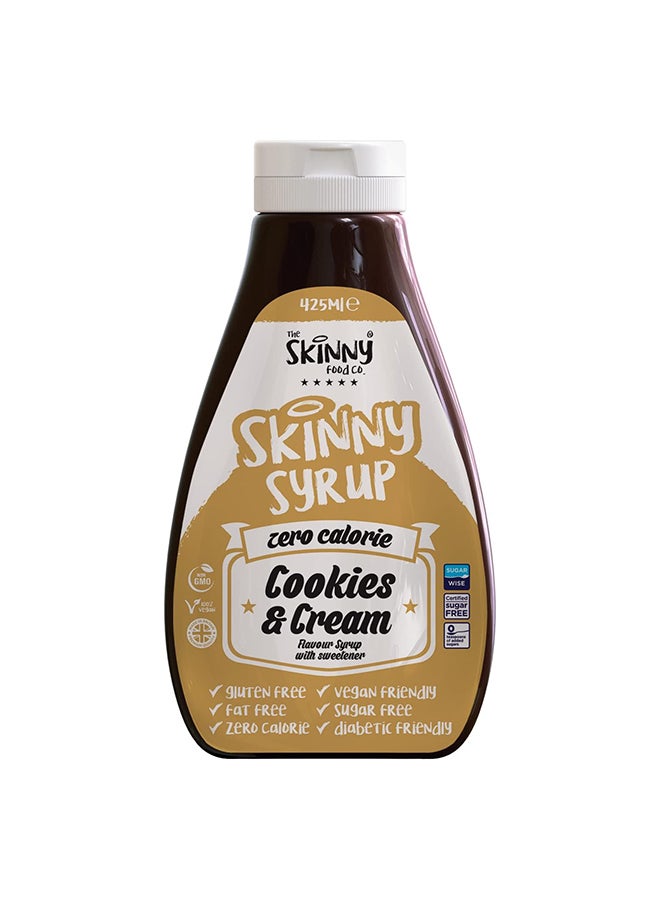 The Skinny Food Co. Zero Calorie Syrup, Gluten-Free, Fat-Free, Zero Calorie, Vegan, Sugar-Free Syrup - 425 Ml Cookies And Cream - Image 1