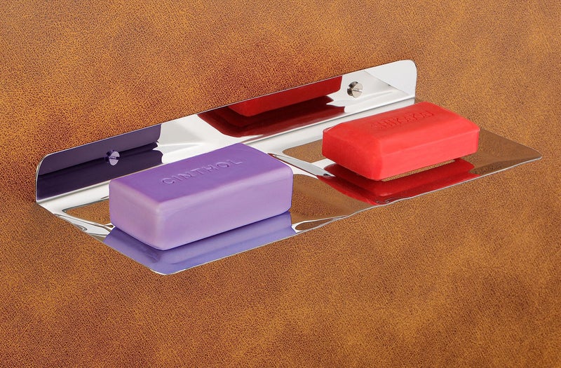 iSTAR Stainless Steel Chrome Finish Square Soap Dish Holder for Bathroom Soap Case Stand for Home (Pack of 1, Double) - Image 1