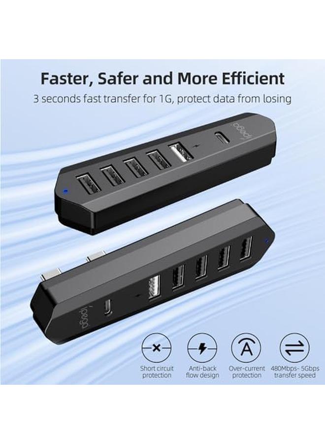 erorex 6 Ports Usb Hub For Ps5 Pro Ps5 Slim Disc＆Digital New Console High Speed Extra Usb Port Extender For Ps5 Pro Accessories Charging Adapter For Ps5 Slim With 1 Type C 3.0 Plus 4 Usb A 2.0 Plus 1 Charging Port - Image 4
