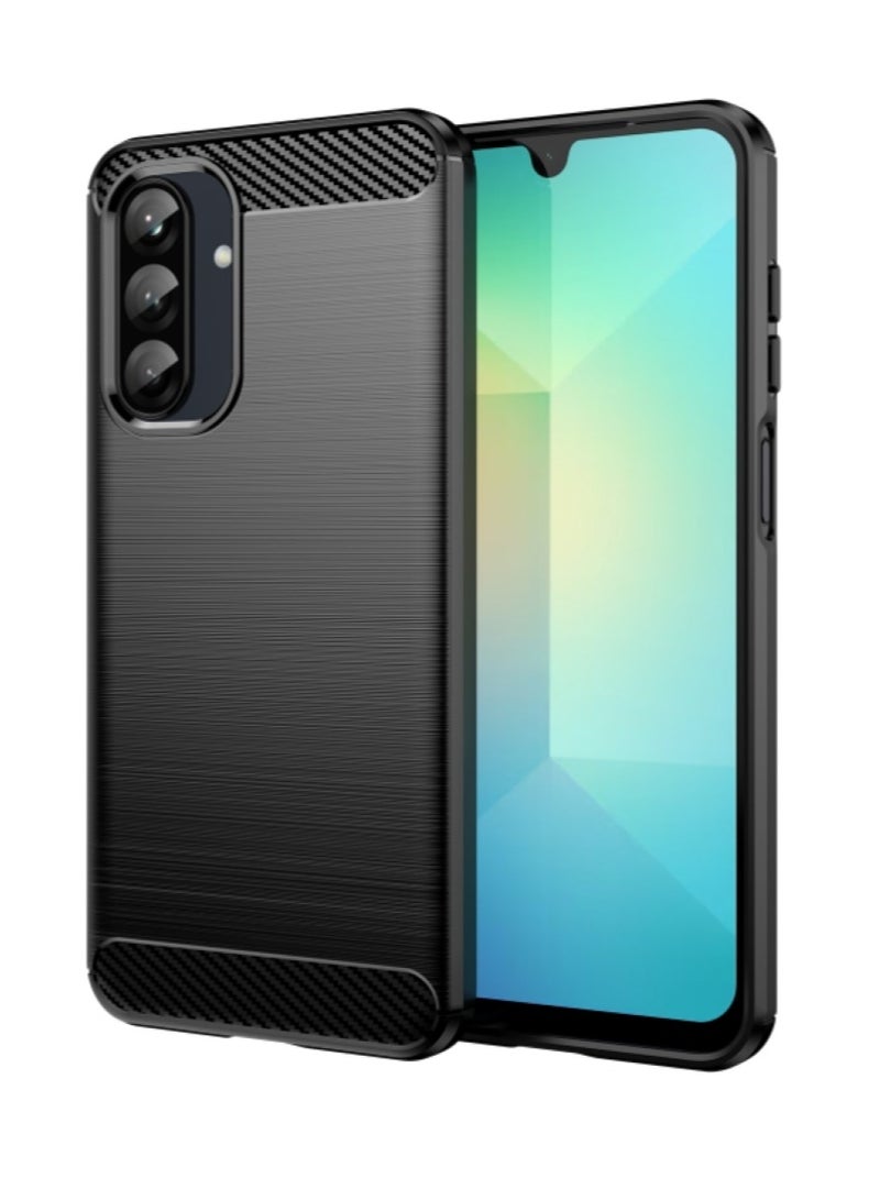 Samsung Galaxy A26 5G - Rugged Shield Protective Cover, Brushed Carbon Fiber Texture, Shockproof TPU, Anti-Slip, Elegant Thin, and Shock-Absorbing - Black - Image 1