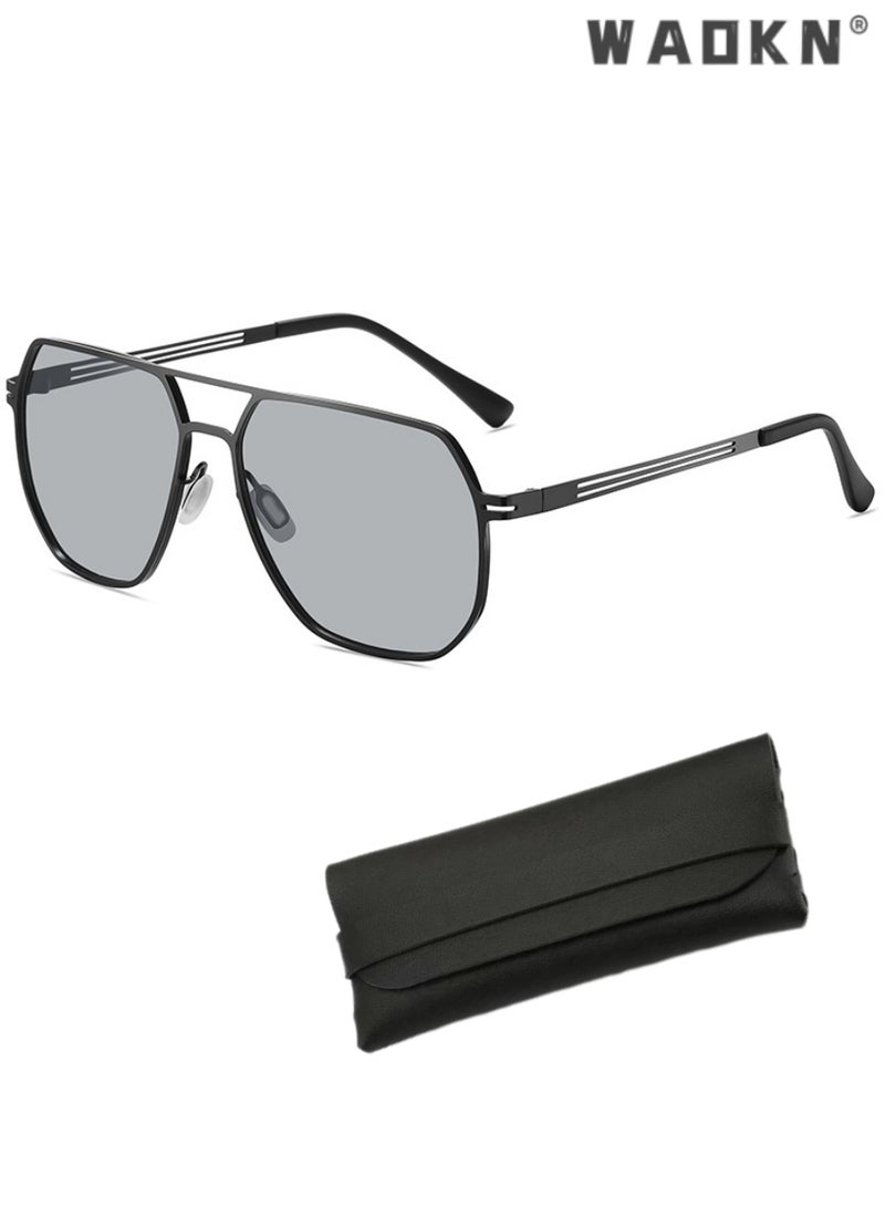 دبليو أيه أو كي أن الرجال الاستقطاب النظارات الشمسية مربع ، سبائك الألومنيوم المغنيسيوم الإطار uv400 نظارات واقية ، والقيادة ، صيد السمك ، الغولف ، السفر نظارات ملونة ، متدرج رمادي العدسات - Image 1