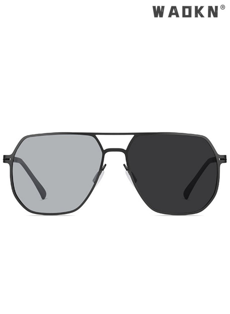 دبليو أيه أو كي أن الرجال الاستقطاب النظارات الشمسية مربع ، سبائك الألومنيوم المغنيسيوم الإطار uv400 نظارات واقية ، والقيادة ، صيد السمك ، الغولف ، السفر نظارات ملونة ، متدرج رمادي العدسات - Image 3