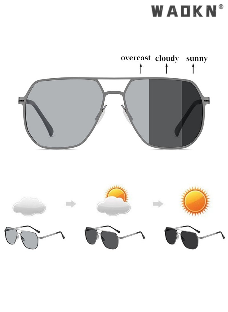 دبليو أيه أو كي أن الرجال الاستقطاب النظارات الشمسية مربع ، سبائك الألومنيوم المغنيسيوم الإطار uv400 نظارات واقية ، والقيادة ، صيد السمك ، الغولف ، السفر نظارات ملونة ، متدرج رمادي العدسات - Image 4