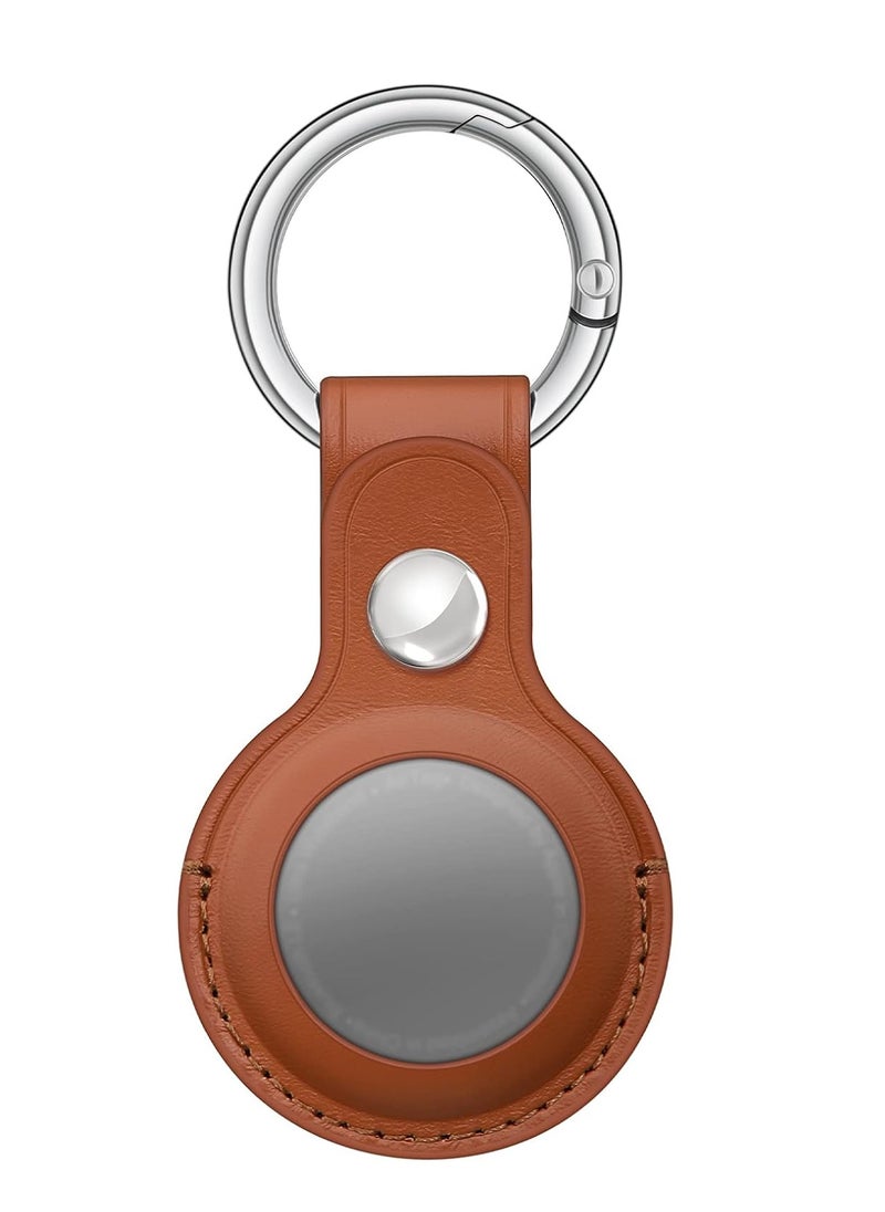 Generic AirTags Case [Upgrade Version], Leather AirTags Holder with Anti-Lost Design, Protective AirTag Keychain Accessories for Apple Air Tag Key Ring Tracker, Dog Collar (Retro Brown)  - Image 1