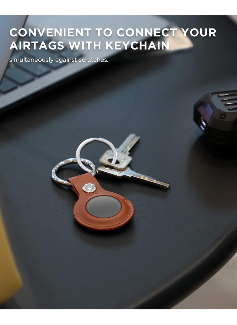 Generic AirTags Case [Upgrade Version], Leather AirTags Holder with Anti-Lost Design, Protective AirTag Keychain Accessories for Apple Air Tag Key Ring Tracker, Dog Collar (Retro Brown)  - Image 3
