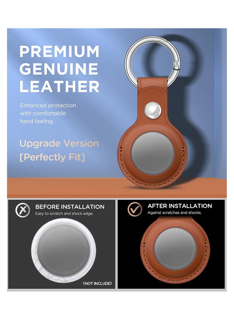 Generic AirTags Case [Upgrade Version], Leather AirTags Holder with Anti-Lost Design, Protective AirTag Keychain Accessories for Apple Air Tag Key Ring Tracker, Dog Collar (Retro Brown)  - Image 2