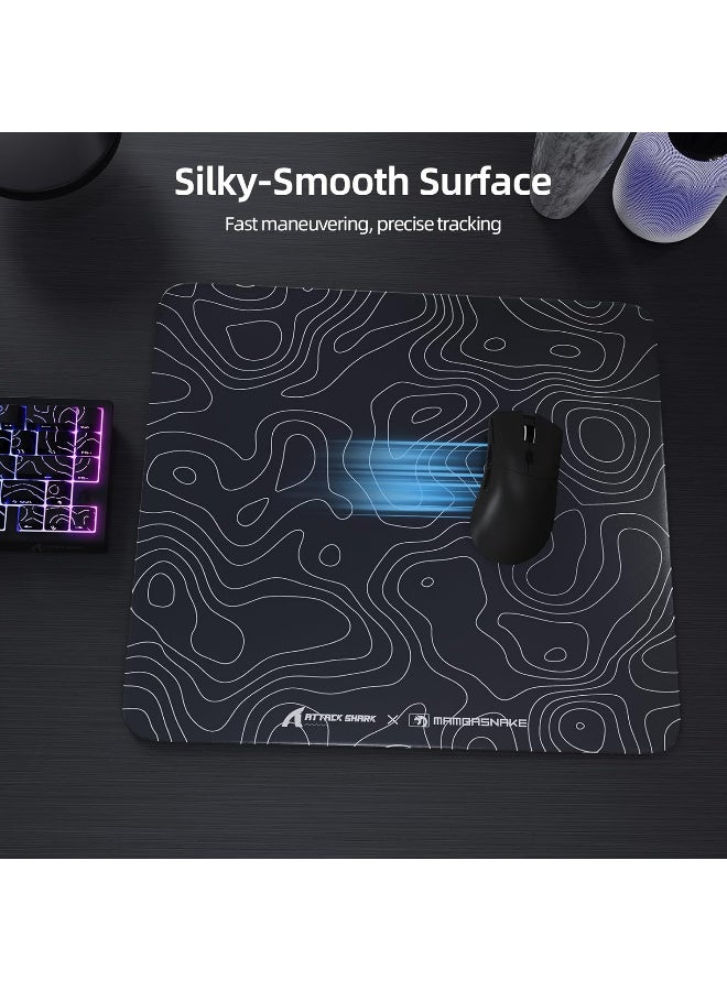 هجوم القرش CM05 Glass Gaming Mouse Pad,17.7x15.7 in Large Mouse Mat,Non Slip 9H Hard Mousepads,Nano-Textured Glass Surface with Improved Precision and Speed for FPS/MOBA - Black Contour - Image 2