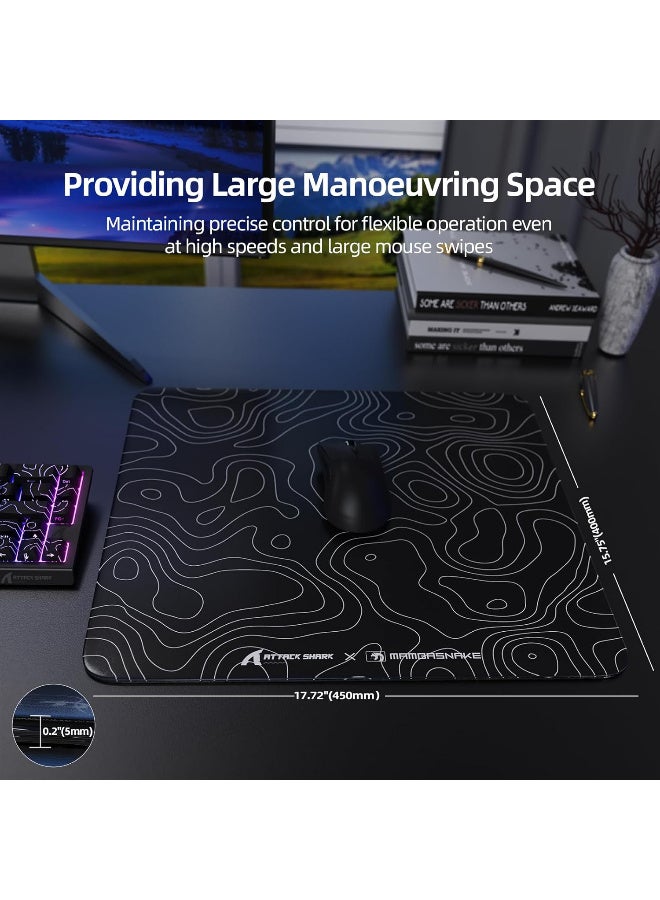 هجوم القرش CM05 Glass Gaming Mouse Pad,17.7x15.7 in Large Mouse Mat,Non Slip 9H Hard Mousepads,Nano-Textured Glass Surface with Improved Precision and Speed for FPS/MOBA - Black Contour - Image 4