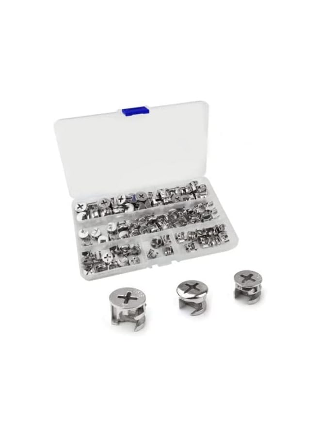 promass 75 Pieces Furniture Connecting Cam Lock Fittings, Furniture Connecting Fastener Cabinet Connectors Hardware Bolts 11mm,12mm,15mm Dia