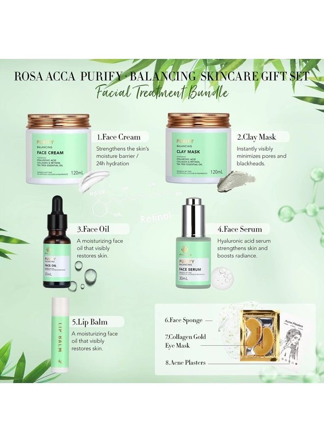 RA ROSA ACCA Facial Skin Care Set & Bath Spa Kit, Bath and Body At Home Spa Kit, Mothers Day Gifts Ideas, Self-care Relaxation Gift, Skin Care Collection plus essential oil, Hyaluronic Acid, Vitamin E.(Tea Tree) - Image 3