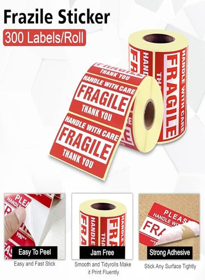 GLUN® Fragile Handle with Care Stickers, Red Warning Labels with Strong Adhesive for Shipping, Packing & Moving, Size 60x40 mm - Image 5