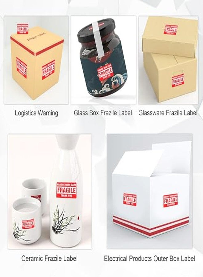 GLUN® Fragile Handle with Care Stickers, Red Warning Labels with Strong Adhesive for Shipping, Packing & Moving, Size 60x40 mm - Image 3