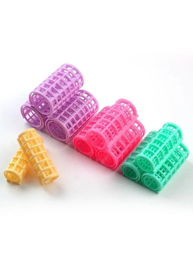 5 Pieces Plastic Hair Rollers Hair Curlers Hair Styling Curlers Easy Installation Lightweight for Professional Salon and Home Use - Multicolor - Image 1