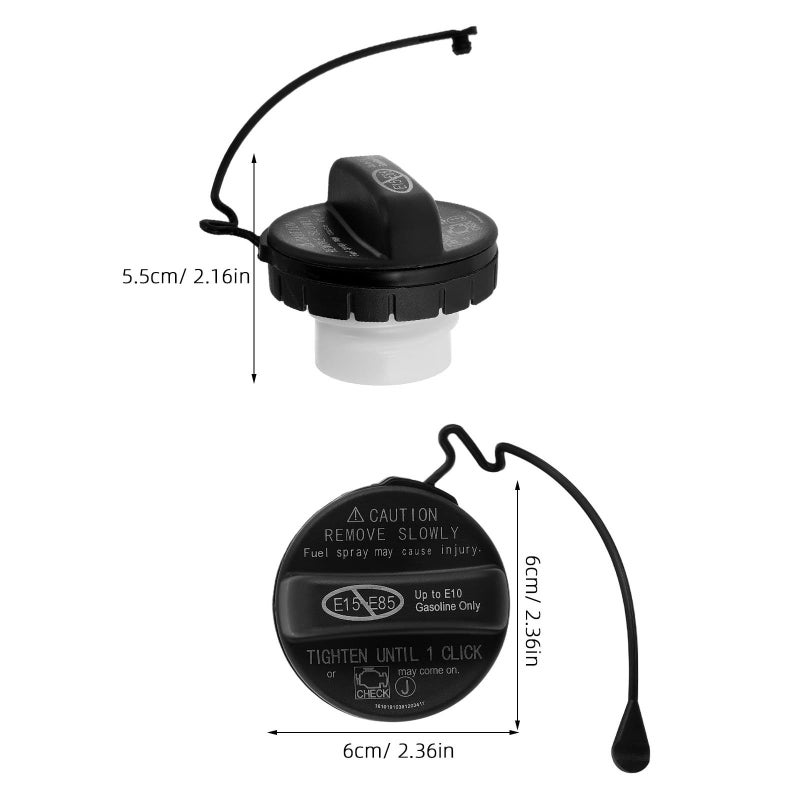 Fuel Tank Cap Replacement For Mid Size Sedan Plastic Gasoline Cap Leak Resistant Black - Image 3