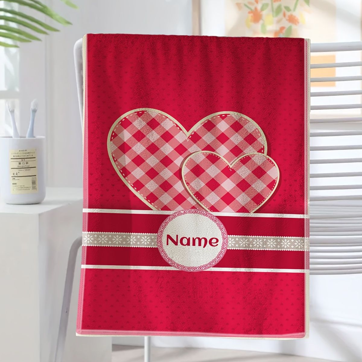 Personalized Custom Name Text Hand Towel 2 Pack 15.75x23.62 Inch Style E Happy DIY Good Mood Day For Gym Dishwashing Kitchen Face Washing Cleaning Anniversary Creative Design Pattern