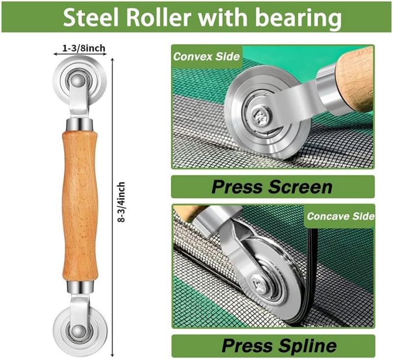 Mosquito net roller tool set, wooden nylon roller hook, leather rubber strip tool set, yarn changing net tool set, screen window roller, screen window hook 3pcs - Image 5