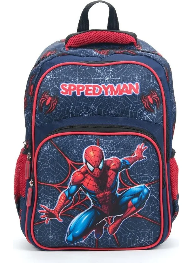 Masho Trend Web Speedyman School Bag + Nutrition + Pencil Case + Water Bottle Spiderman Bag Primary School Bag Backpack