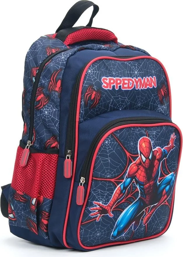 Masho Trend Web Speedyman School Bag + Nutrition + Pencil Case + Water Bottle Spiderman Bag Primary School Bag Backpack