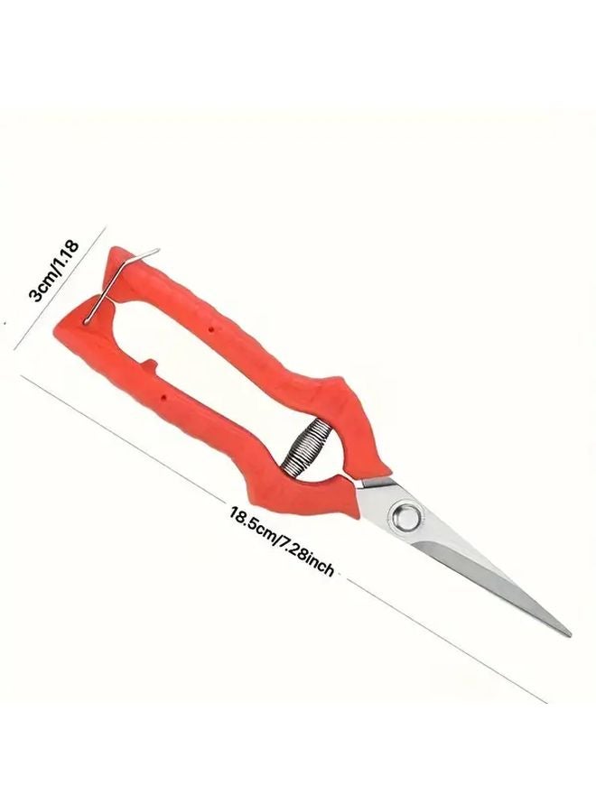 1pc Professional Bypass Pruning Shears Stainless Steel Blade Ergonomic Red Handle - Image 4