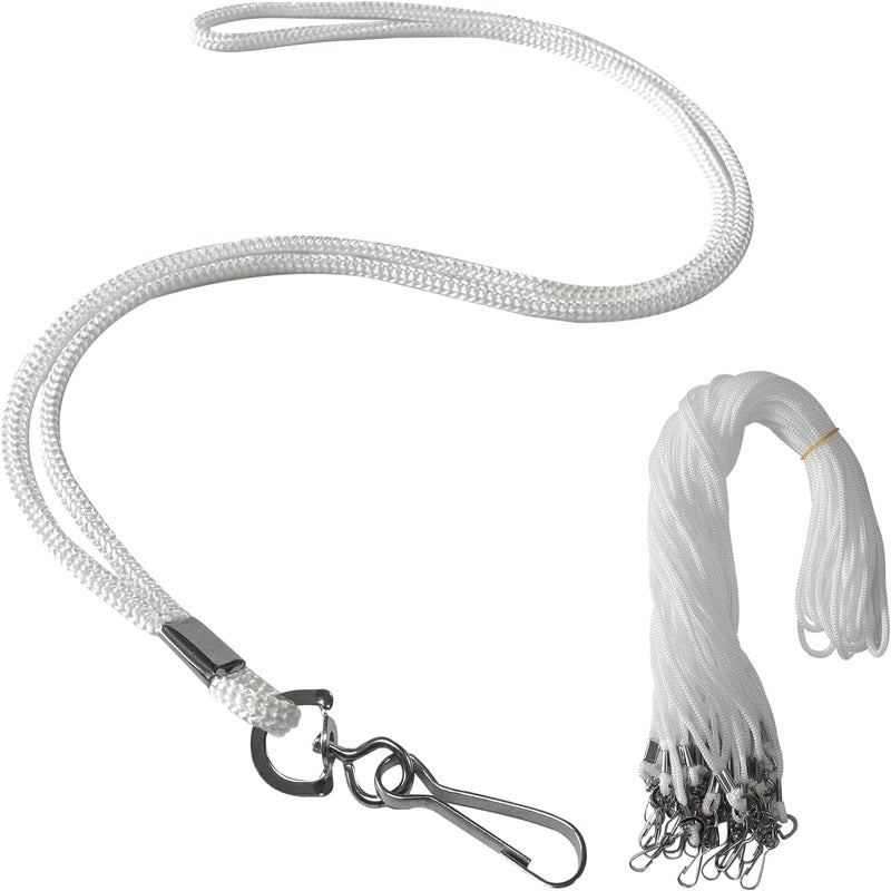 BAITEER 120 Pcs White Lanyards Premium Bulk Lanyards Round 36" with Swivel J Hook for ID Name Badge Holder, VIP, School, Kids, Coach, Conference, Festival and Hang Keys - Image 1