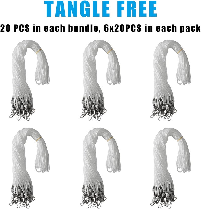BAITEER 120 Pcs White Lanyards Premium Bulk Lanyards Round 36" with Swivel J Hook for ID Name Badge Holder, VIP, School, Kids, Coach, Conference, Festival and Hang Keys - Image 2