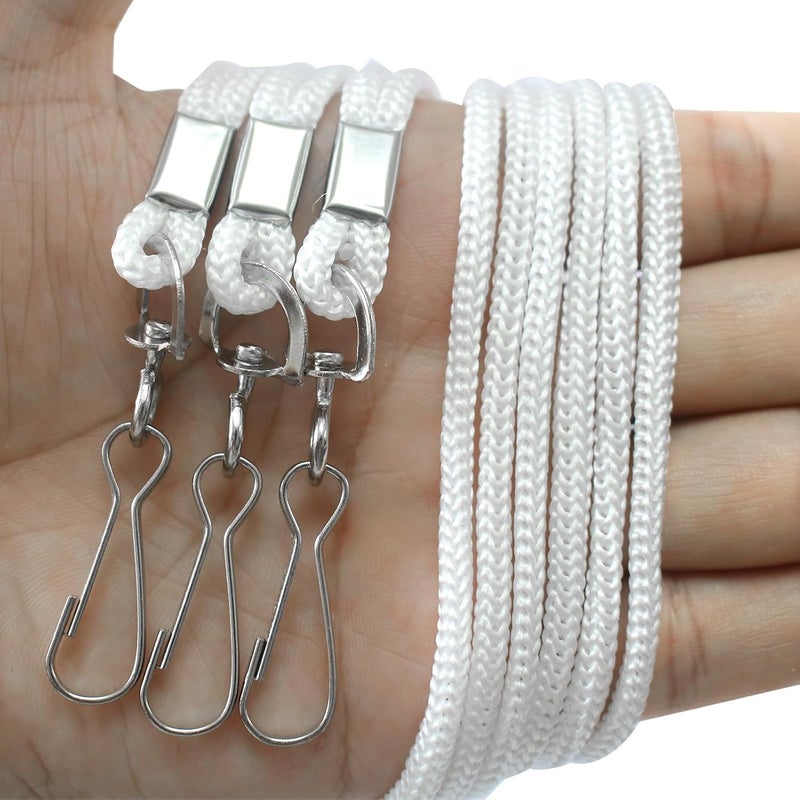 BAITEER 120 Pcs White Lanyards Premium Bulk Lanyards Round 36" with Swivel J Hook for ID Name Badge Holder, VIP, School, Kids, Coach, Conference, Festival and Hang Keys - Image 3