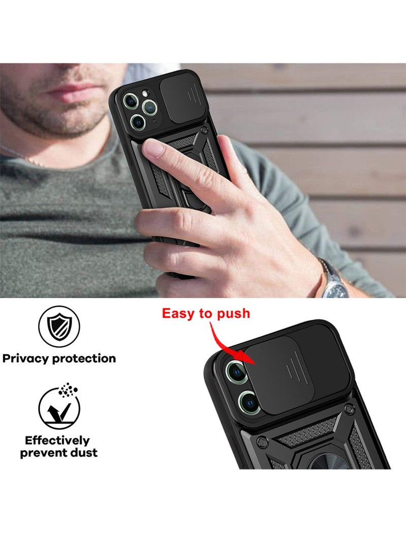 WRISTWISE Case Cover for iPhone 11 Pro with Camera Lens Cover 1 HD Screen Protector, 10 FT Military Grade Drop Protection, Magnetic Ring Holder Kickstand Protective Phone Case for iPhone 11 Pro 5.8 inch, Black - Image 3