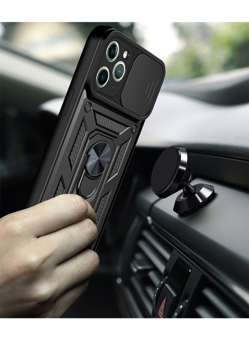 WRISTWISE Case Cover for iPhone 11 Pro with Camera Lens Cover 1 HD Screen Protector, 10 FT Military Grade Drop Protection, Magnetic Ring Holder Kickstand Protective Phone Case for iPhone 11 Pro 5.8 inch, Black - Image 2