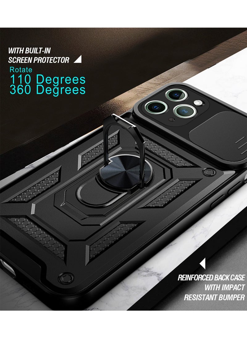 WRISTWISE Case Cover for iPhone 11 Pro with Camera Lens Cover 1 HD Screen Protector, 10 FT Military Grade Drop Protection, Magnetic Ring Holder Kickstand Protective Phone Case for iPhone 11 Pro 5.8 inch, Black - Image 4