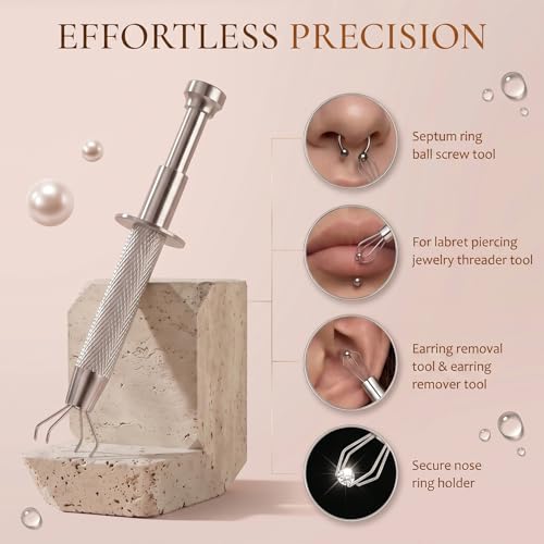 Longita Piercing Ball Grabber Tool Piercing Assistant Tool Piercing Jewelry Septum Ball Screw Tools for Changing Jewelry Piercings Removal Tools Screw on Labret Lip Earring Balls Replacement Holder - Image 2