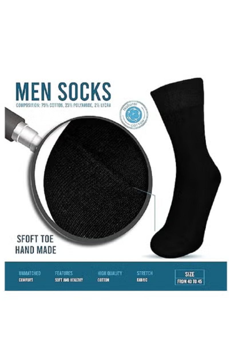 Men's Cotton Socks Premium Yarn 6 Pairs, Soft and Comfortable All Day Compression and Moisture Wicking, Anti-Odor, Perfect for Everyday Wear and Sports 97% Cotton, 3% Lycra - Image 2