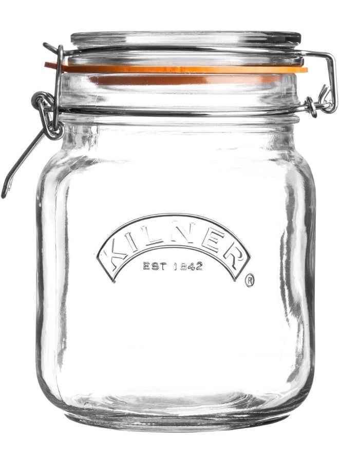 Kilner Kilner Square Glass Clip Top Preservation Storage Jar, 1 Litre  - Image 1