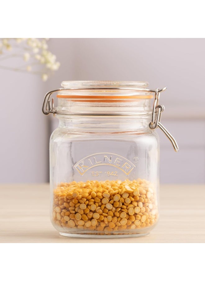 Kilner Kilner Square Glass Clip Top Preservation Storage Jar, 1 Litre  - Image 2
