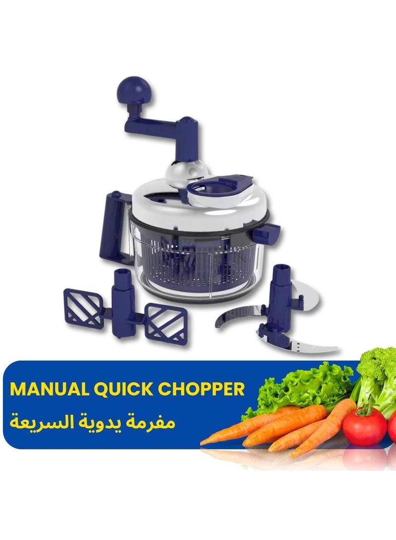 ARTC ARTC Multifunctional Vegetable Cutter And Garlic Grinder Perfect For Mashing, Crushing, And Chopping Fruits And Vegetables, Manual Kitchen Gadget For Easy Preparation Blue  - Image 1