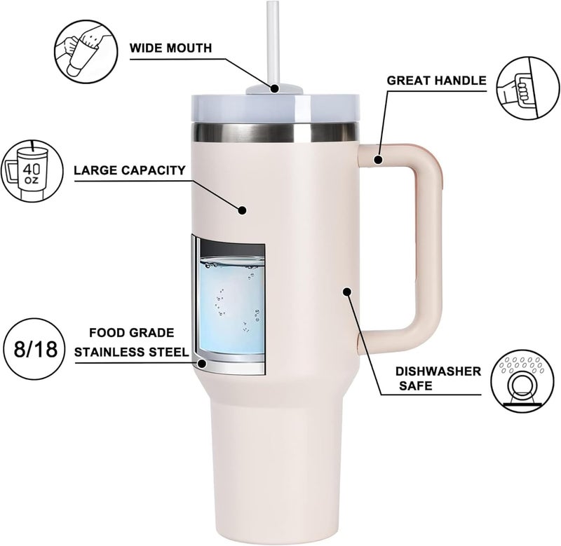 ZMOXY Tumbler with lid and Straw Cup Holder for Car Gym Yoga Travel Stainless Steel Vacuum Insulated Flask Mug Quencher for Water Iced Tea Coffee or Protein Shake 1200mlMulticolor - Image 3