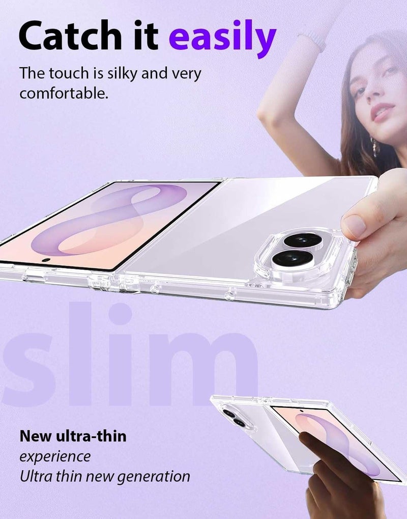 بورتوني جراب شفاف لهاتف Samsung Galaxy Z Fold 8 – غطاء حماية مقاوم للخدش، بظهر صلب من البولي كربونات (PC) ومقاومة للسقوط والاصفرار، وتصميم فائق النحافة. - Image 4
