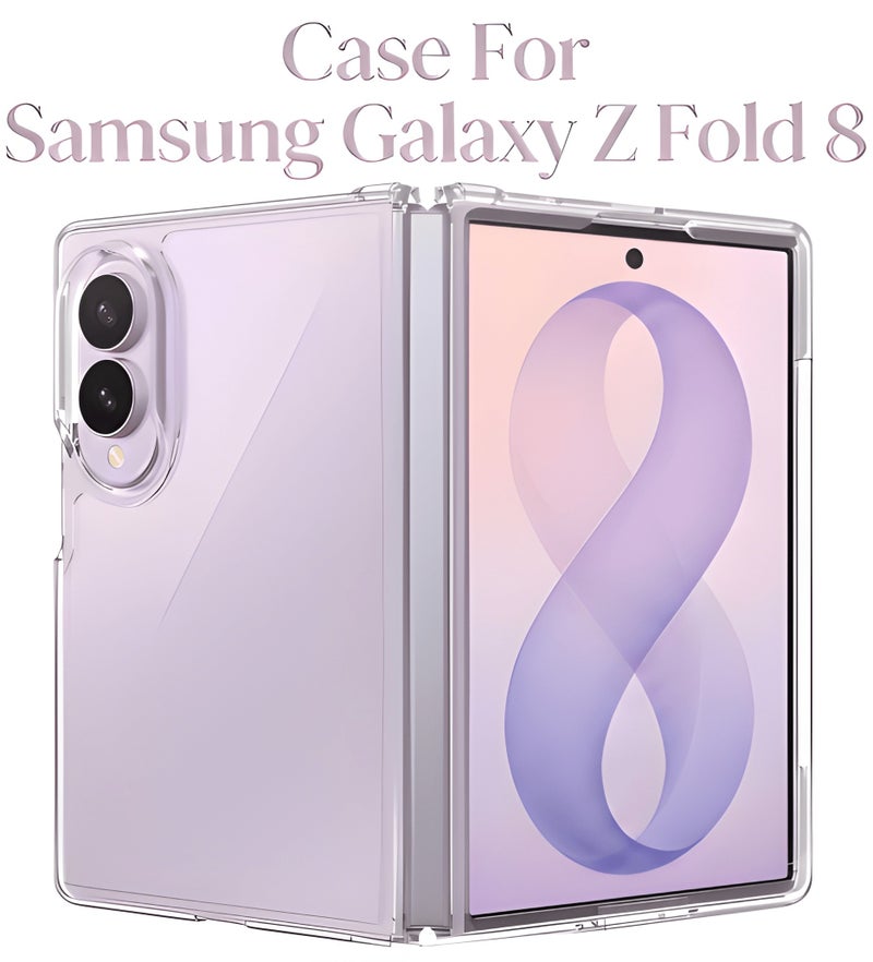 بورتوني جراب شفاف لهاتف Samsung Galaxy Z Fold 8 – غطاء حماية مقاوم للخدش، بظهر صلب من البولي كربونات (PC) ومقاومة للسقوط والاصفرار، وتصميم فائق النحافة. - Image 1