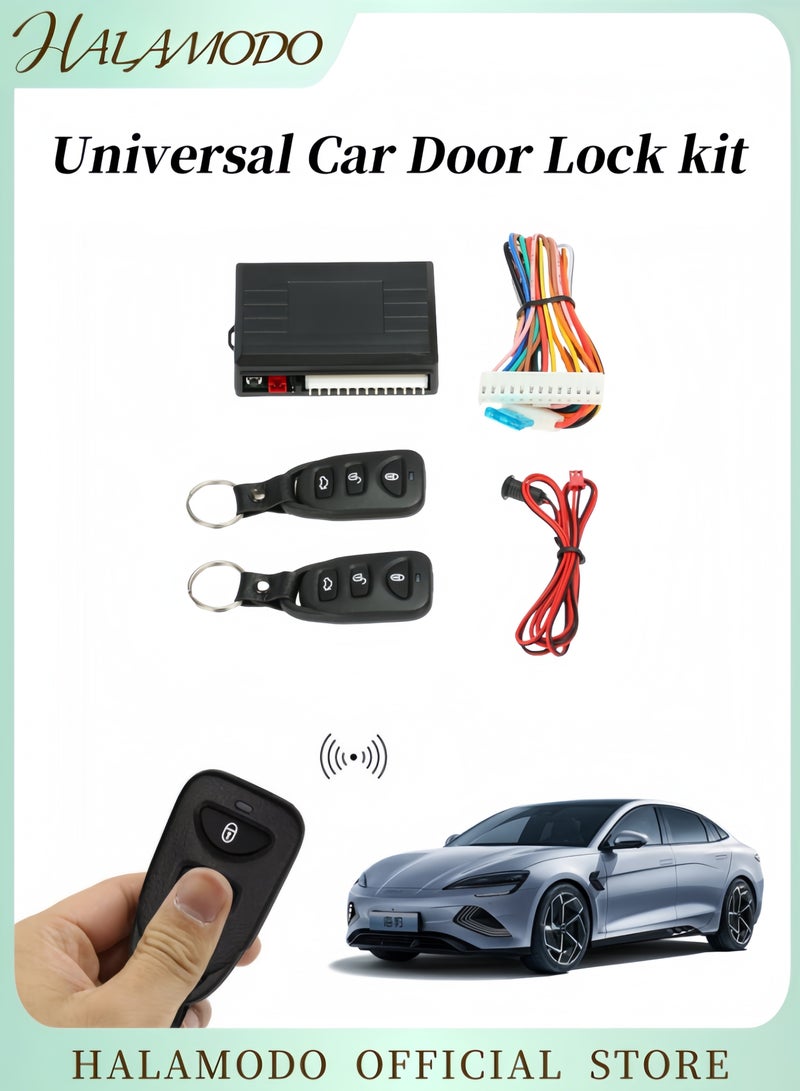 HALAMODO Universal Car Remote Door Lock kit Remote Central Control Box Kit Car Door Lock Keyless Entry System with 2 Remote Controllers for Vehicle Security  - Image 1