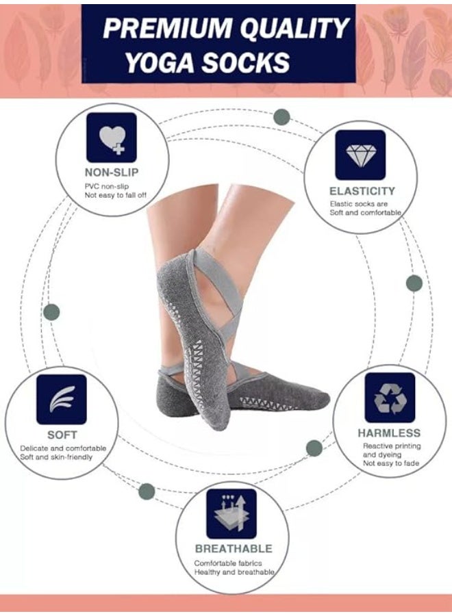 YOGA 3 pairs of women's yoga socks non-slip socks for Pilates, ballet, home and barefoot workouts - Image 4