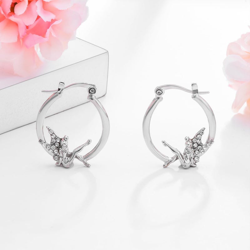 Medsor Angel Hoop earrings Hypoallergenic Silver Plated Wing Earring - Image 3