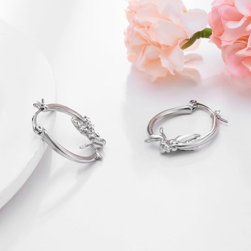 Medsor Angel Hoop earrings Hypoallergenic Silver Plated Wing Earring - Image 5