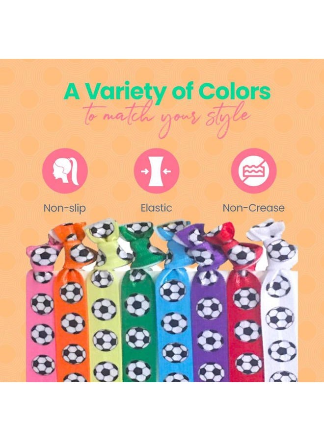 Infinity Collection Soccer Hair Accessories, Set of 8 - Soccer Hair Ties, No Crease, Multicolored Elastics - Image 4