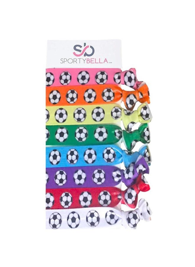 Infinity Collection Soccer Hair Accessories, Set of 8 - Soccer Hair Ties, No Crease, Multicolored Elastics - Image 1