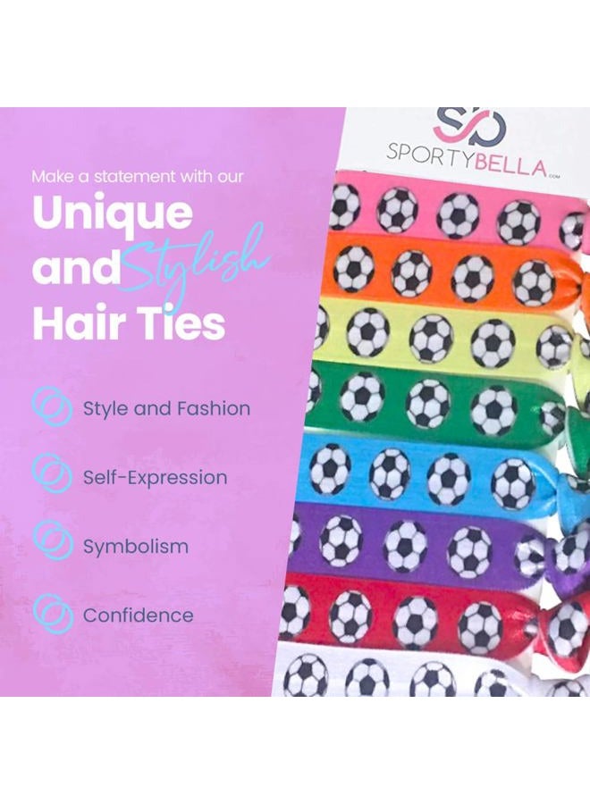 Infinity Collection Soccer Hair Accessories, Set of 8 - Soccer Hair Ties, No Crease, Multicolored Elastics - Image 3