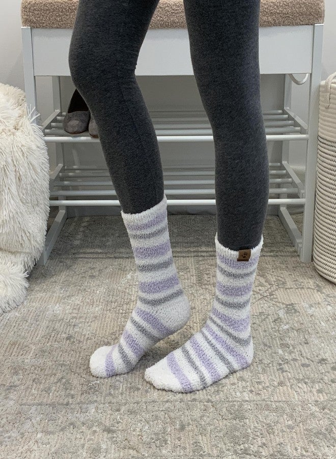 BEARPAW 4 Pair Pack Cozy Super Soft Lounge Socks Multi Pattern Crew Socks, High Rise, One size - Image 2