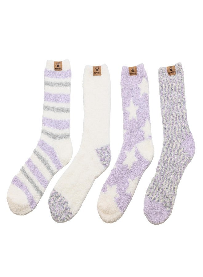 BEARPAW 4 Pair Pack Cozy Super Soft Lounge Socks Multi Pattern Crew Socks, High Rise, One size - Image 5