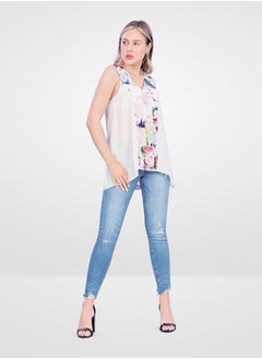 Web Denim Web Denim Light Blue Skinny Stretchable Ripped Bottom Denim Pant  Fashionable Comfort Fit Cotton Jeans With Pockets For Women  - Image 1